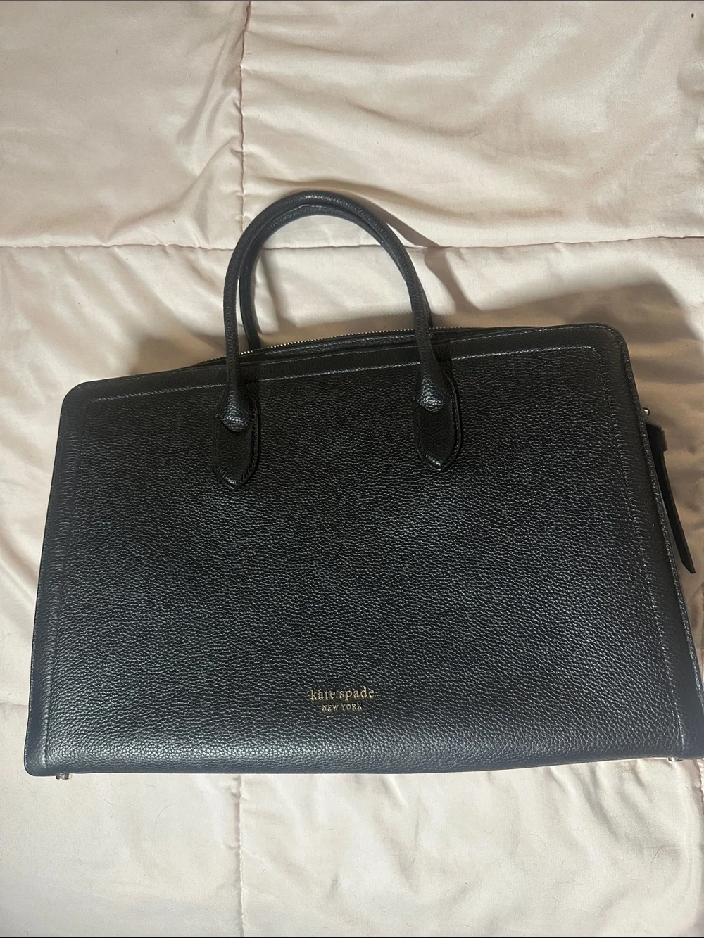 kate spade Black Pebbled Leather Top-Handle Briefcase